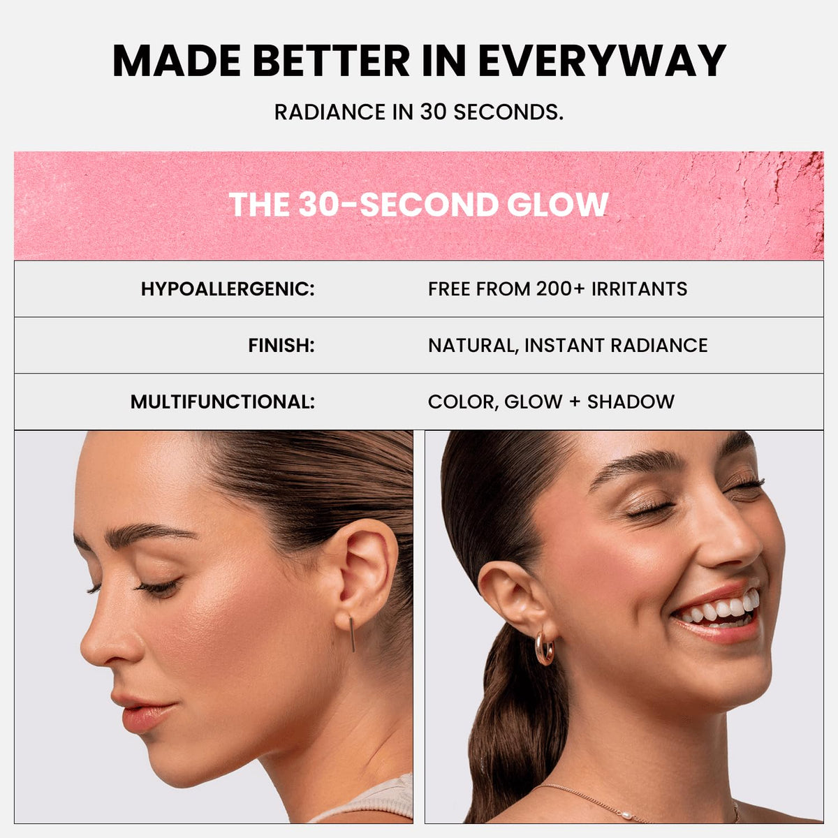 Phase Zero brush applying blush showing easy blend and payoff