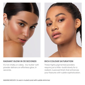 Phase Zero blush placed in refillable palette demonstrating sustainability