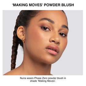 Phase Zero blush inside a makeup bag for on-the-go convenience