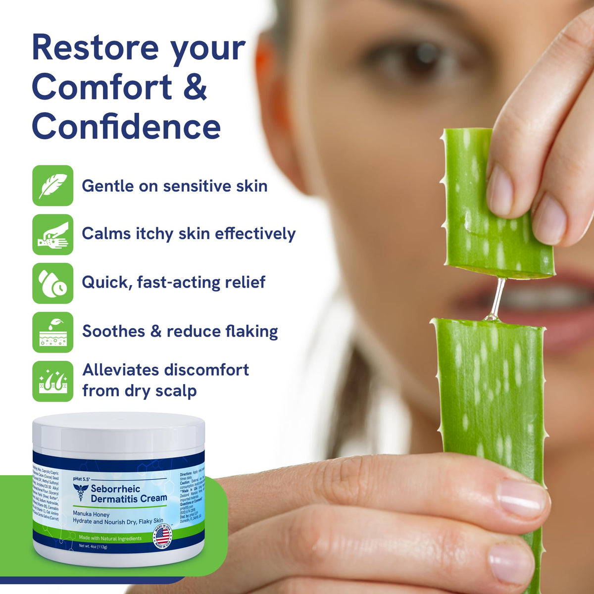 pHat 5.5 used on scalp showing targeted itch relief and moisturization benefits