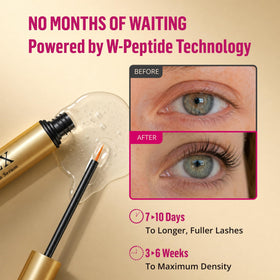 phienex before and after 3 weeks showing increased lash fullness
