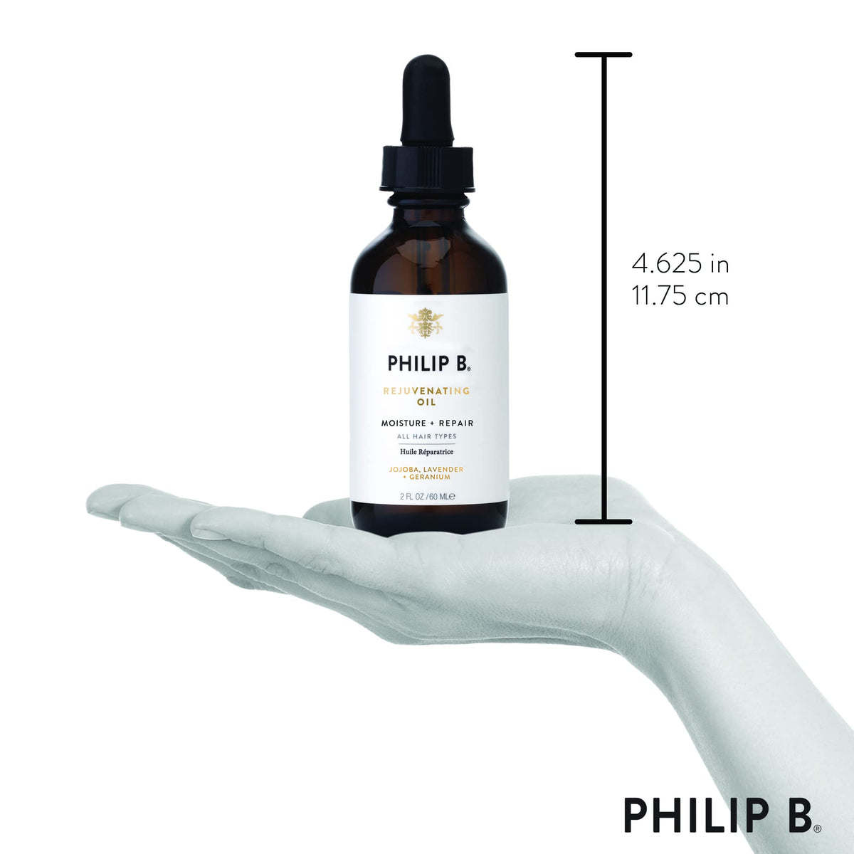 PHILIP B bottle on bathroom shelf styling scene suggesting daily luxury care