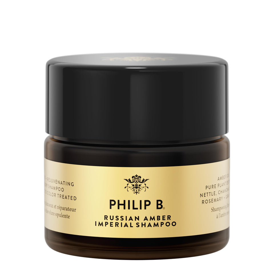 PHILIP B front bottle showing compact travel size and premium design