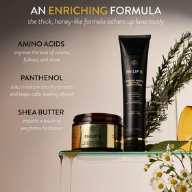PHILIP B label close-up highlighting ingredients and color-protective claim