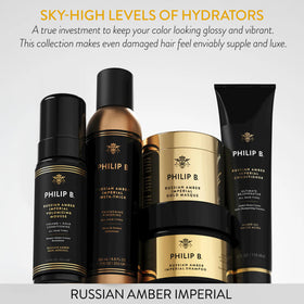 PHILIP B rich lather on hair demonstrating gentle cleansing and slip