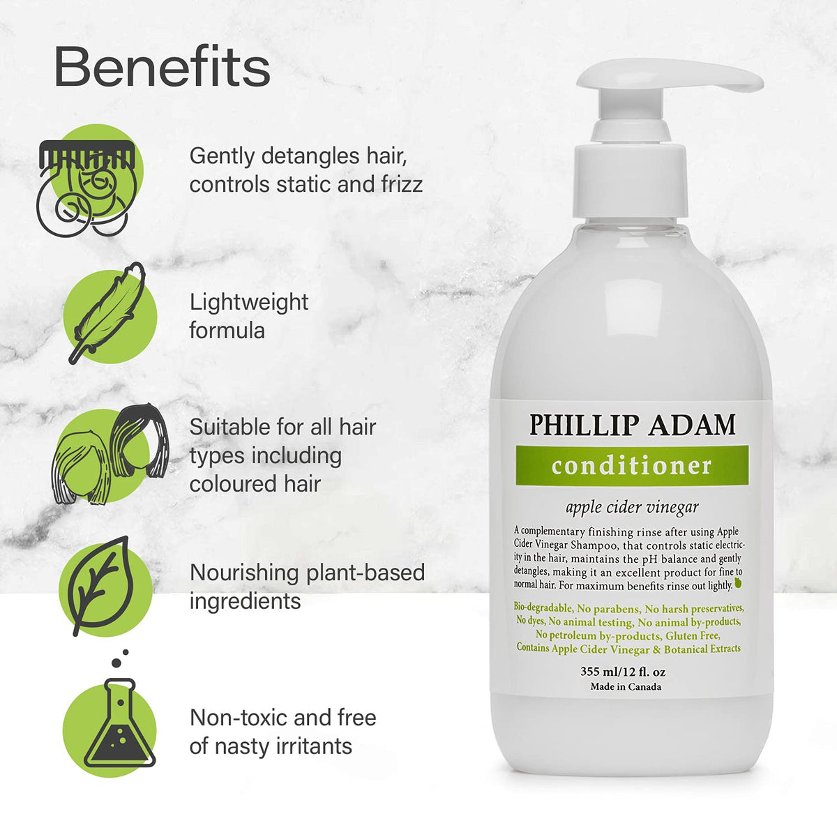 Phillip Adam conditioner being applied in shower to detangle and smooth hair