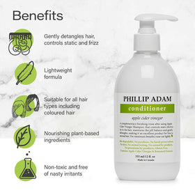 Phillip Adam conditioner being applied in shower to detangle and smooth hair