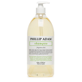 Phillip Adam bottle front view showing unscented label and family size benefit