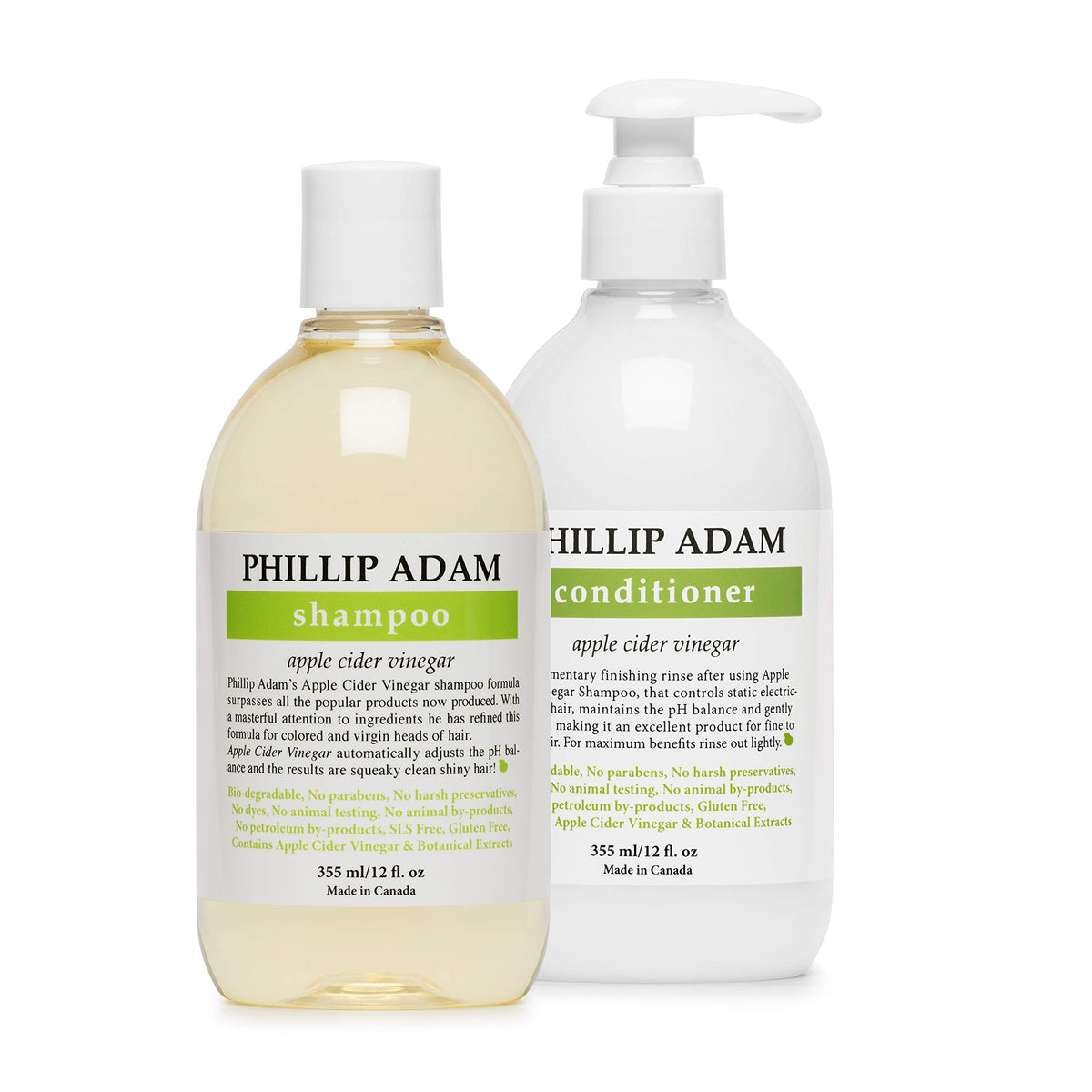 Phillip Adam front packaging showing shampoo and conditioner for gentle cleansing