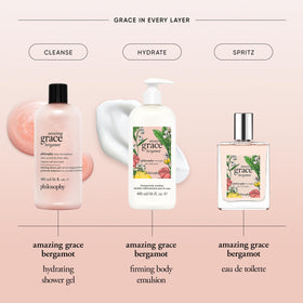 philosophy in-shower use with lather demonstrating gentle cleansing