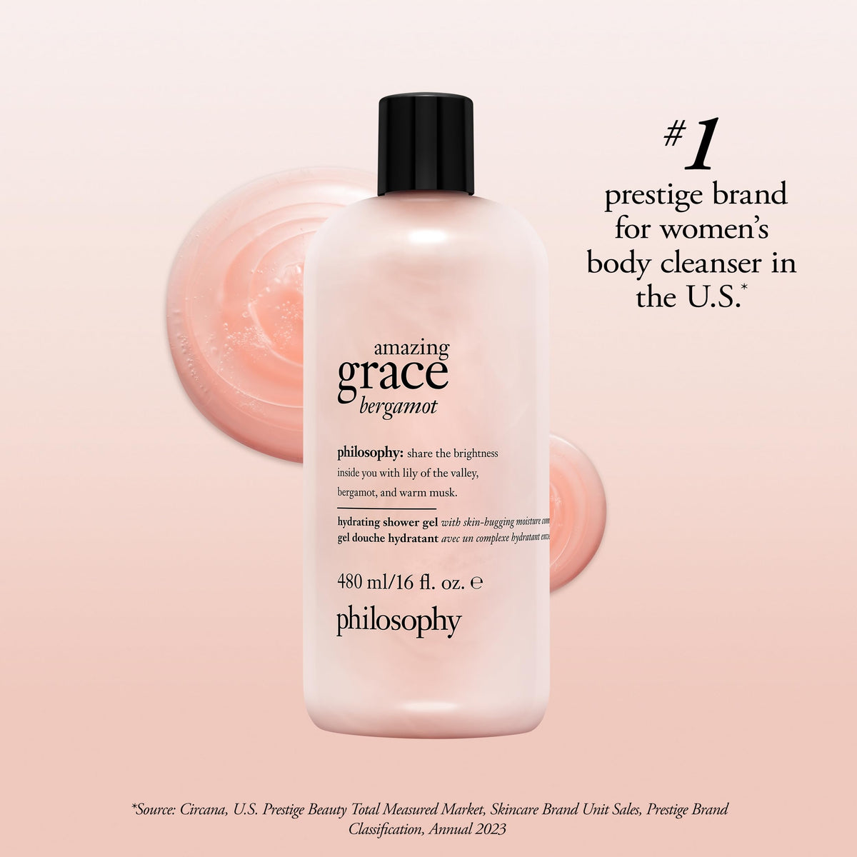 philosophy label detail and size comparison conveying product information