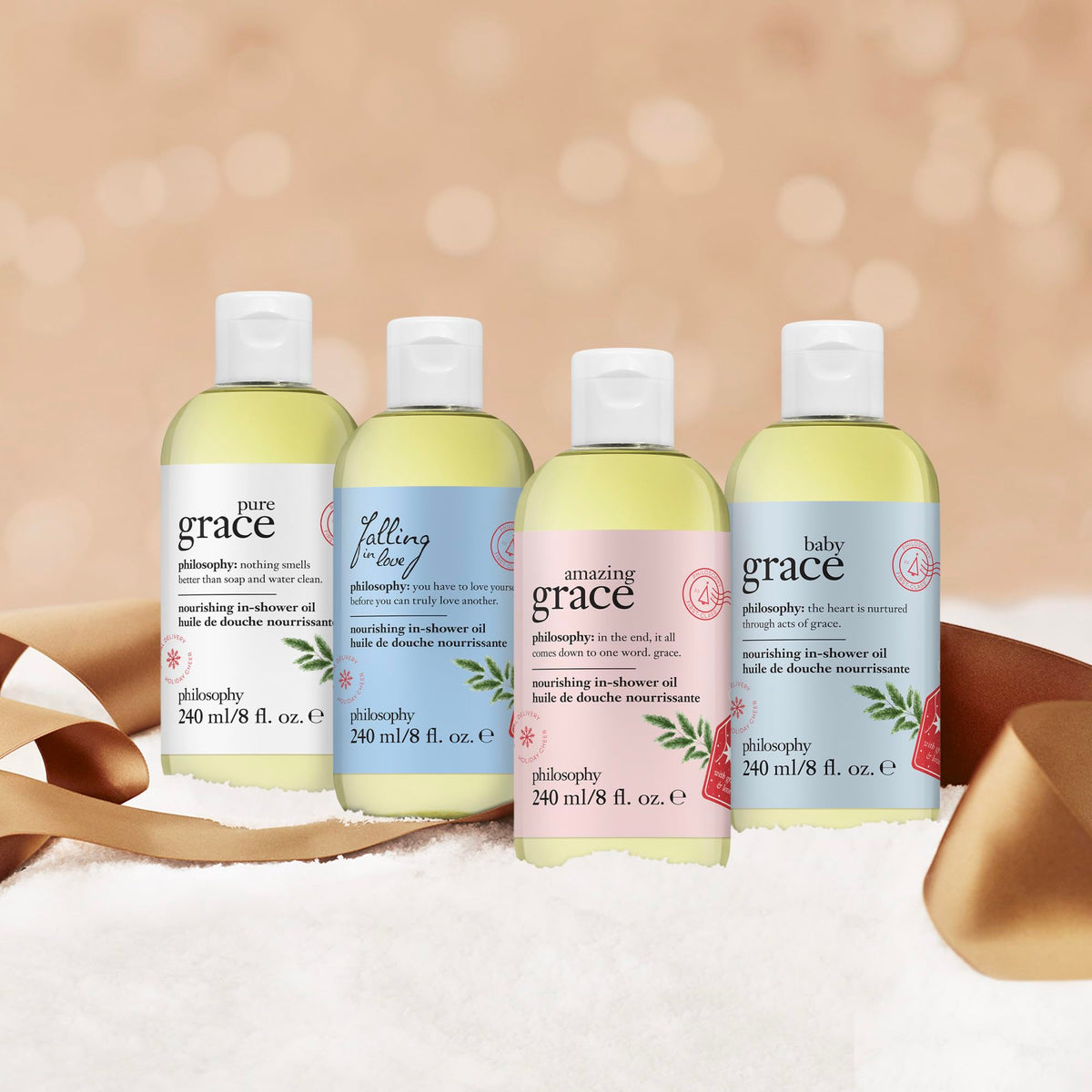 philosophy applied to damp skin demonstrating quick absorption and smooth finish