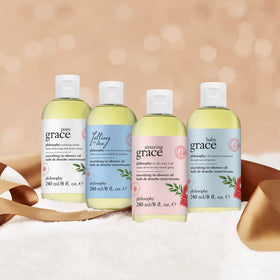 philosophy applied to damp skin demonstrating quick absorption and smooth finish