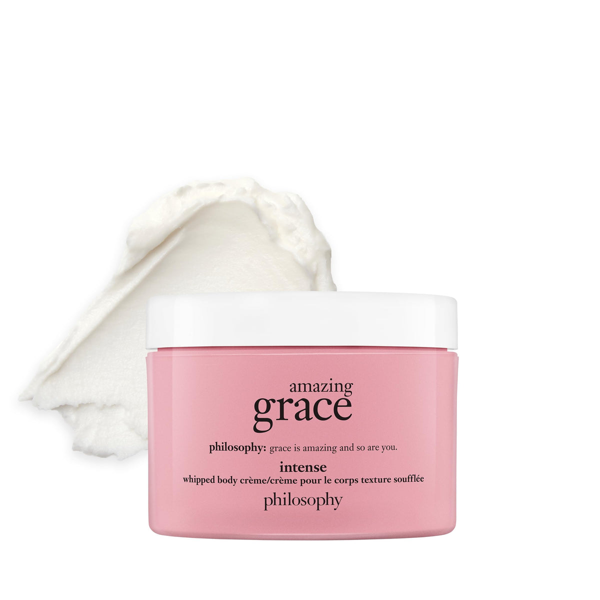 philosophy Amazing Grace tub front view showing label and size for easy identification and gifting
