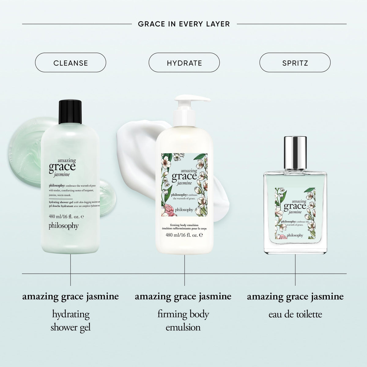 philosophy product on vanity with towel showing everyday moisturizing routine
