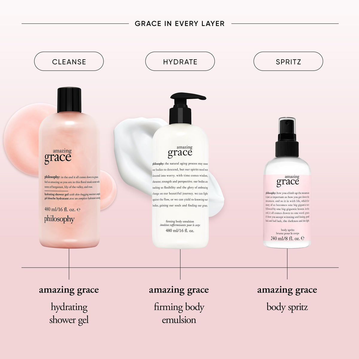 philosophy bottle held in hand to show 8 fl oz scale and portability