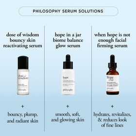 philosophy serum being applied to cheek, demonstrating fast absorption and hydration benefit
