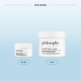 philosophy cream on fingertip demonstrating easy application and absorption