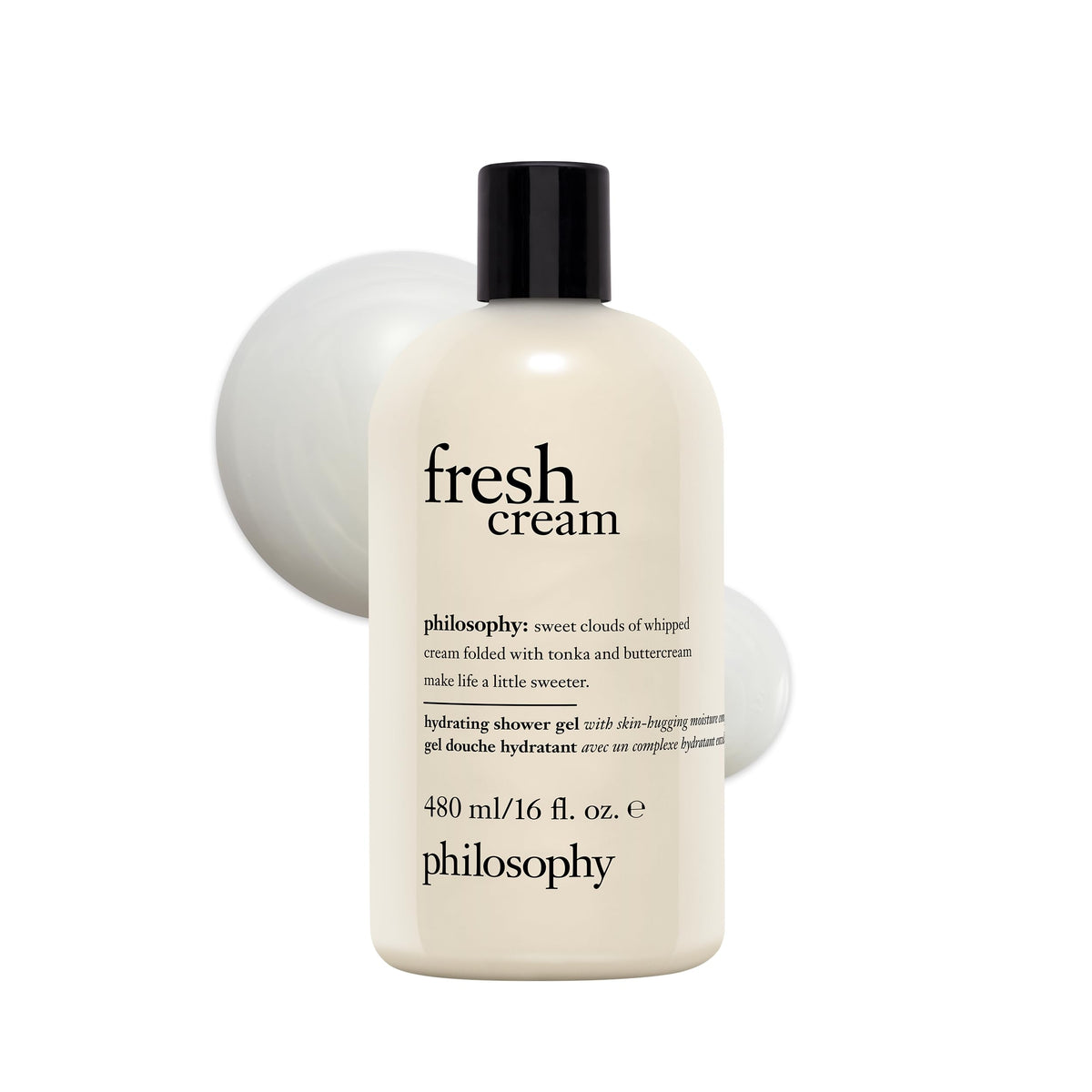 philosophy fresh cream front bottle showing label and 16 fl oz size benefit hydration