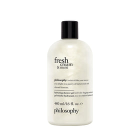 philosophy bottle front view showing label and 16 fl oz size, emphasizing hydrating benefits
