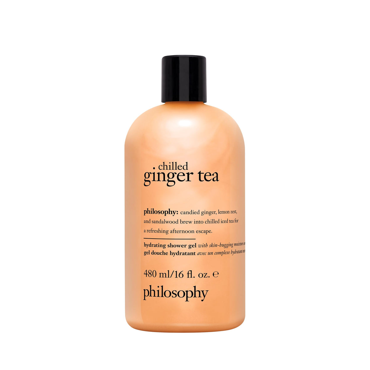 philosophy bottle front view showing label and 16 fl oz size, highlighting hydration benefit
