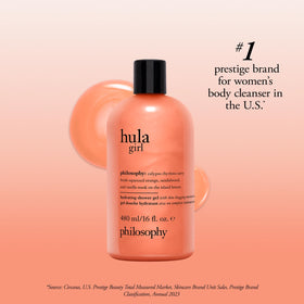 philosophy hula girl bathroom lifestyle with towel and candle creating relaxing ritual