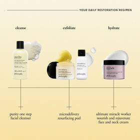 philosophy labeled ingredients panel highlighting meadowfoam seed oil and glycerin for barrier support benefit