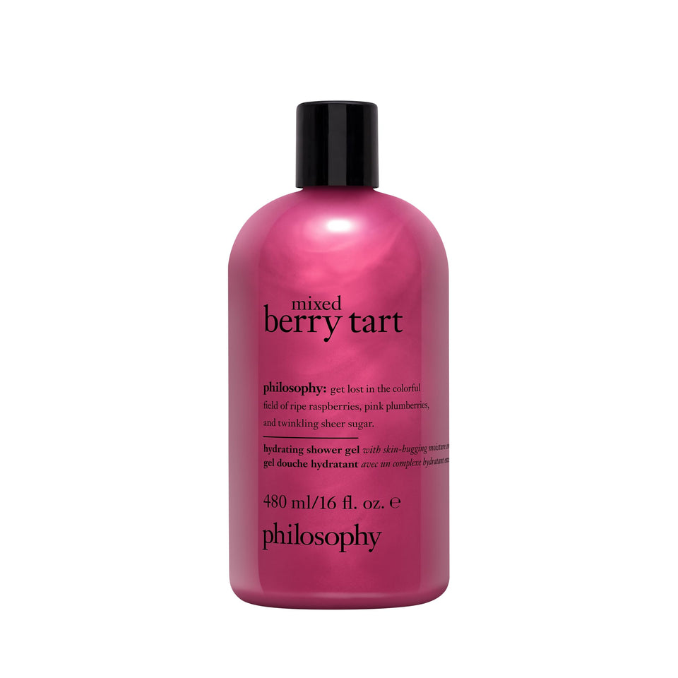 philosophy front bottle showing label and volume, clear hydration benefit