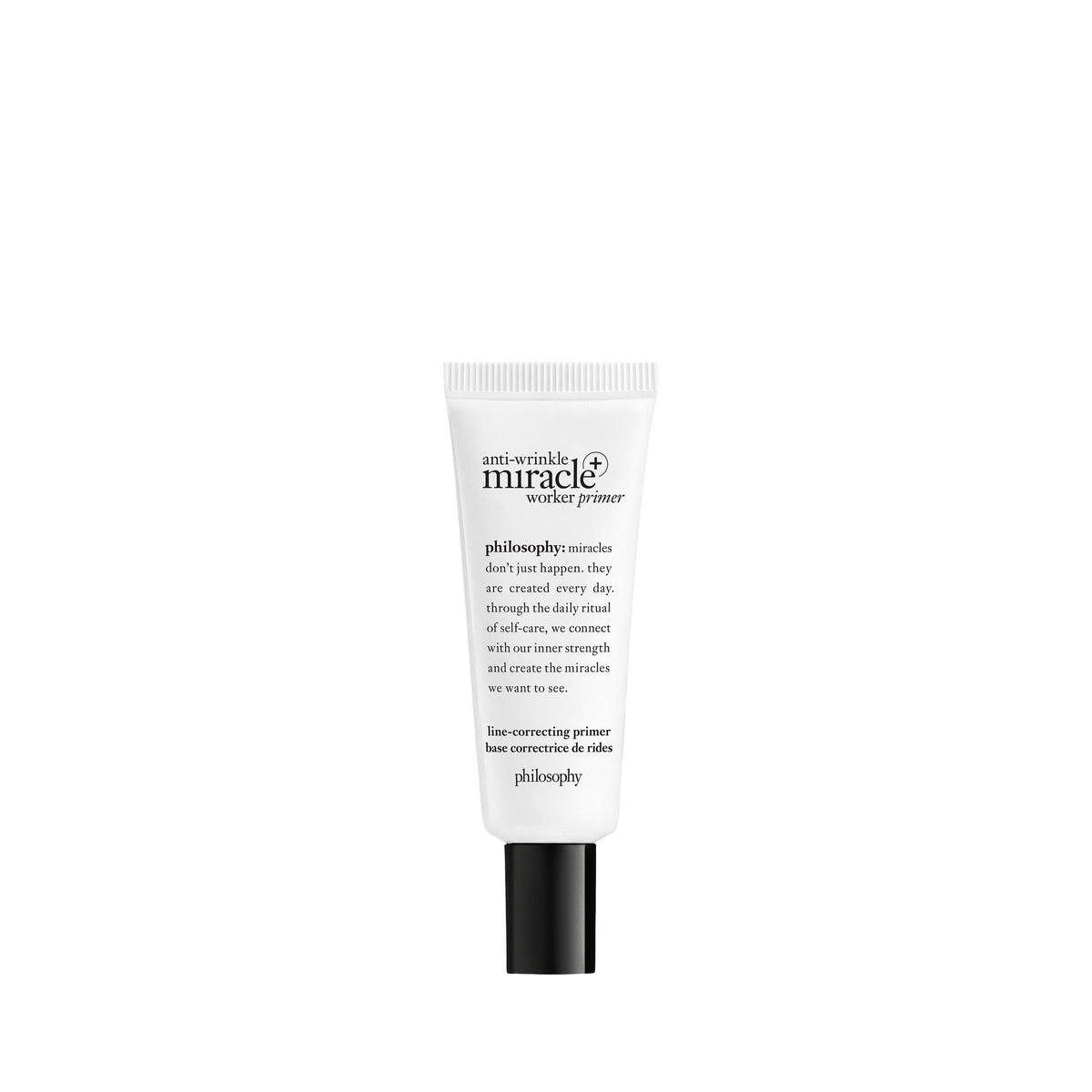philosophy primer front tube showing product packaging and easy dispensing benefit