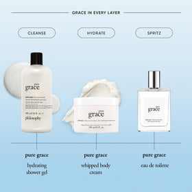 philosophy Pure Grace jar label and packaging showing product details and luxury benefit
