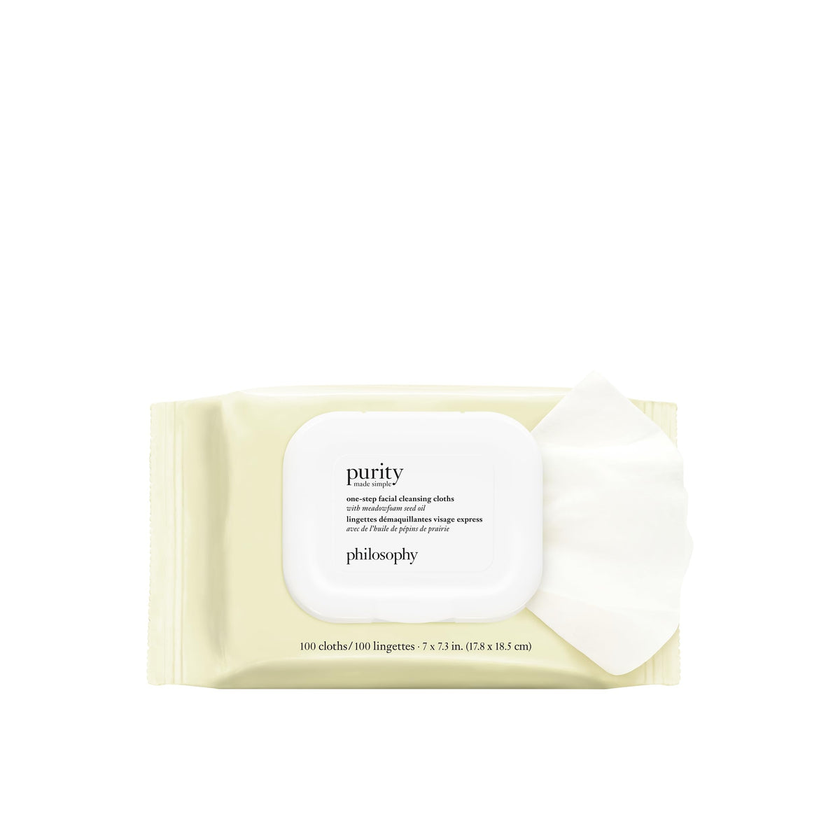 philosophy front packaging showing 100-count wipes and convenience