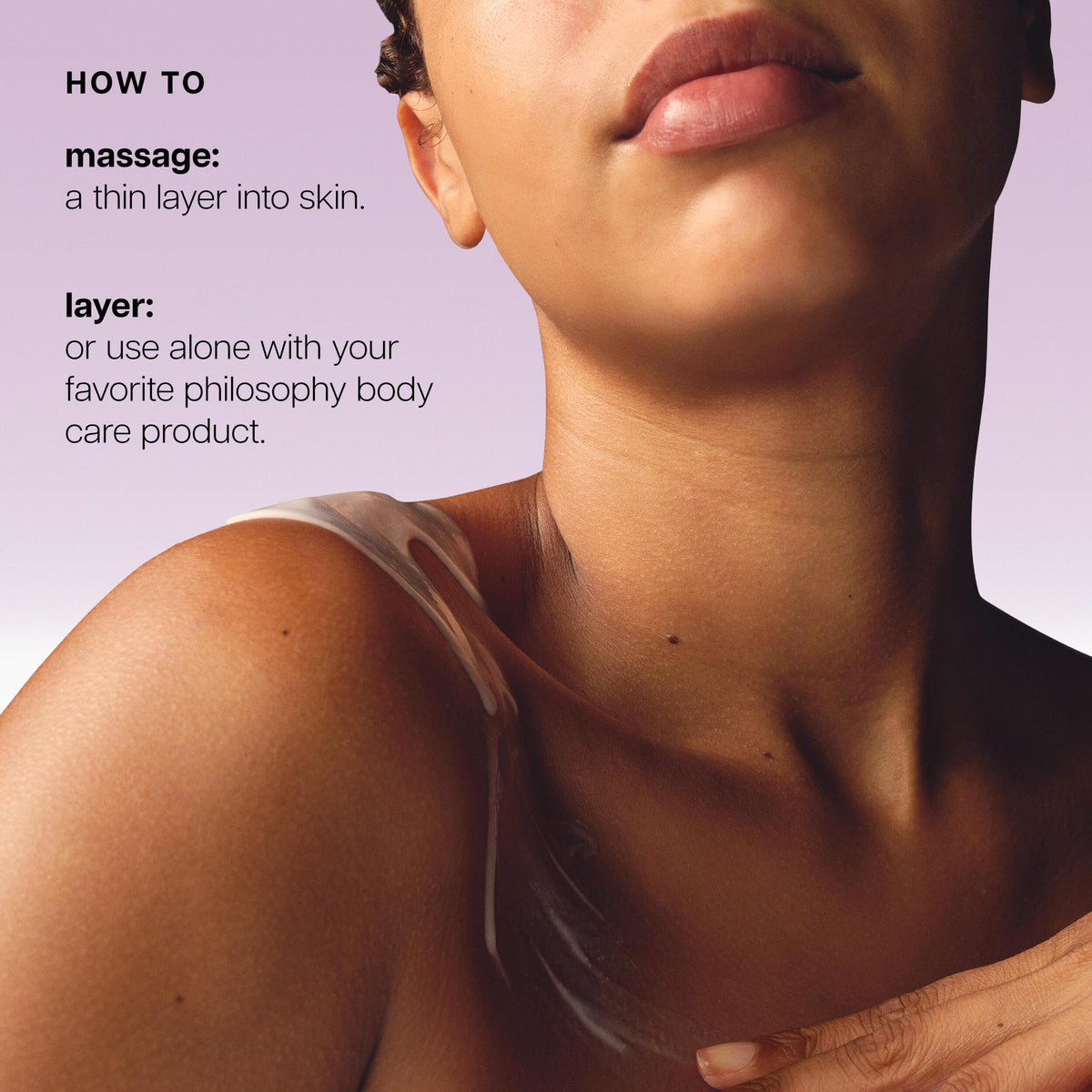 philosophy applying serum on forearm to show coverage and finish benefit
