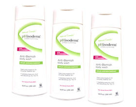 pHisoderm front packaging showing three bottles and clear acne care benefits