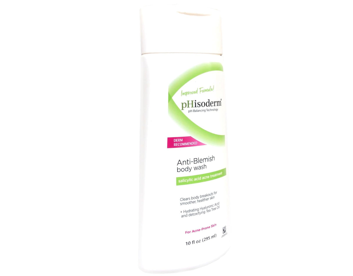 pHisoderm in-shower use on back showing thorough pore-cleansing action