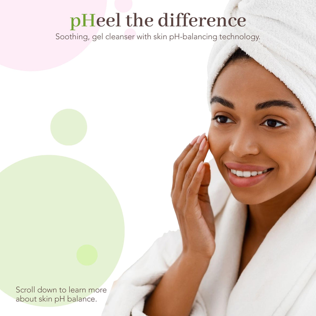 pHisoderm label detail with ingredient list visible, highlights pH-balanced and clean formula