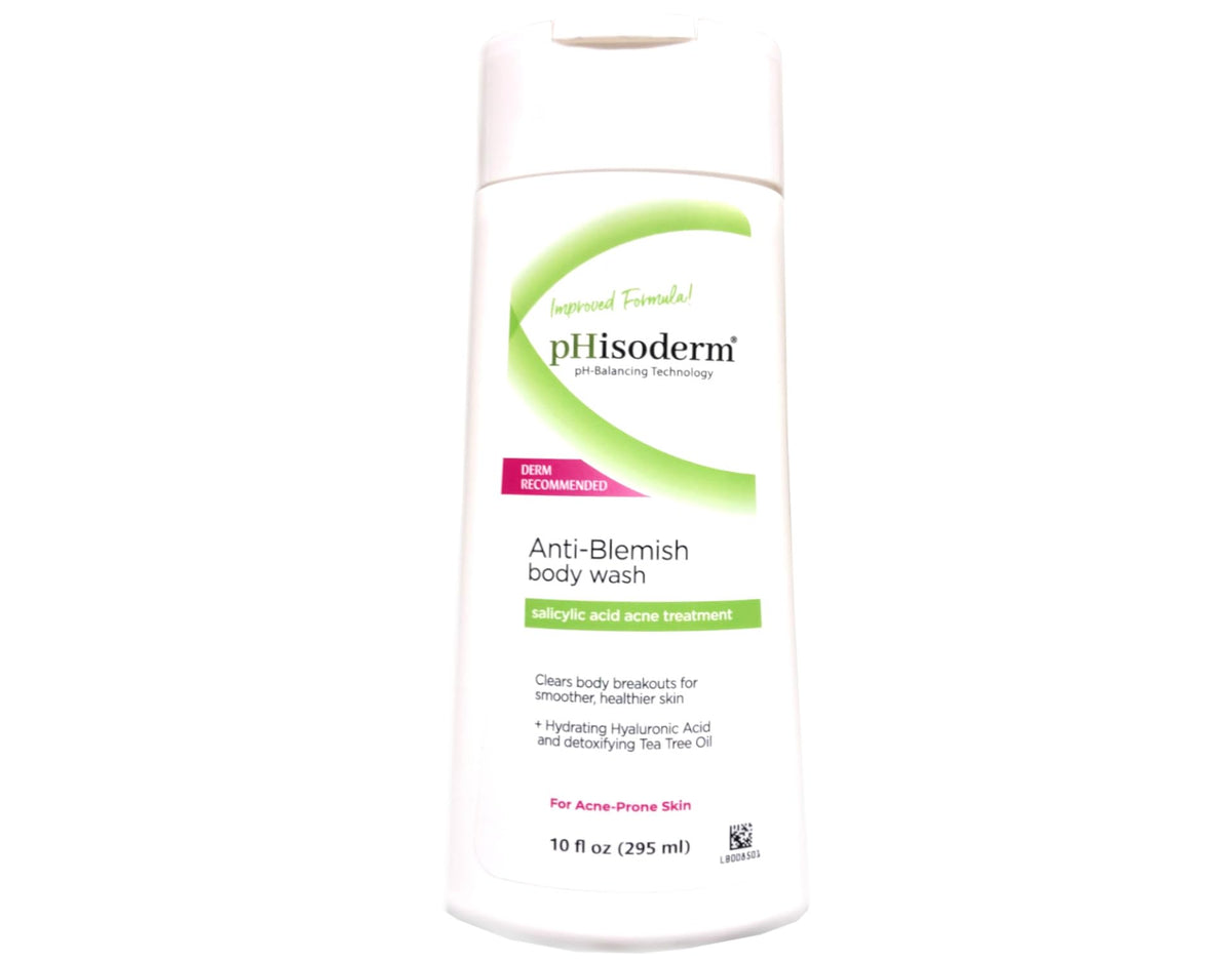 pHisoderm label close-up highlighting 2% salicylic acid and soothing ingredients