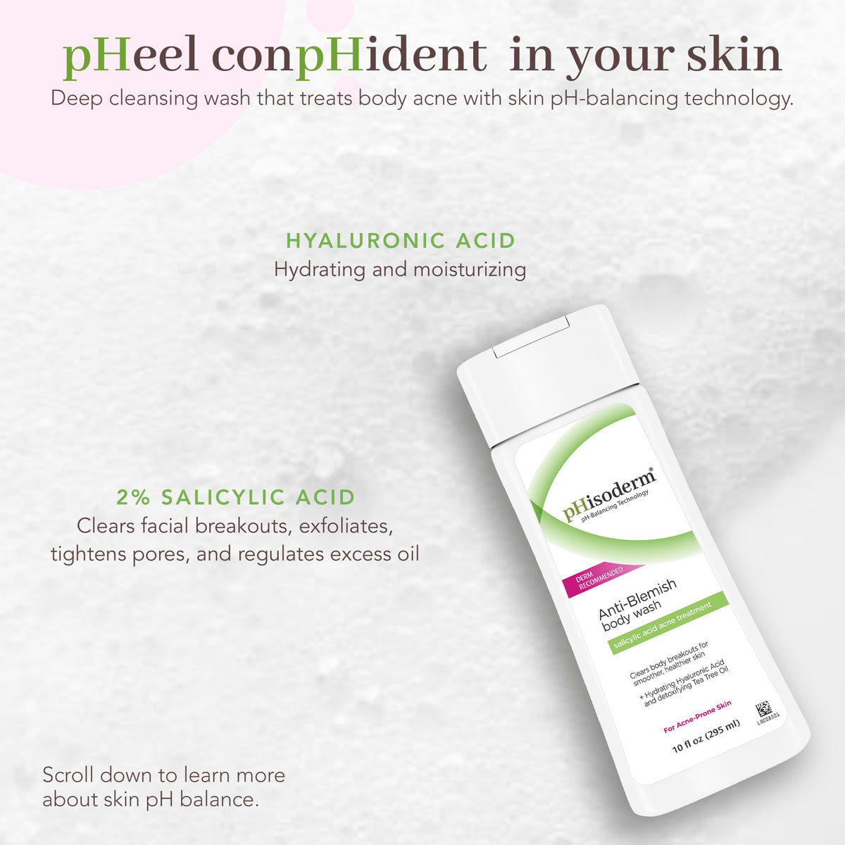 pHisoderm texture close-up foam demonstrating gentle cleansing action