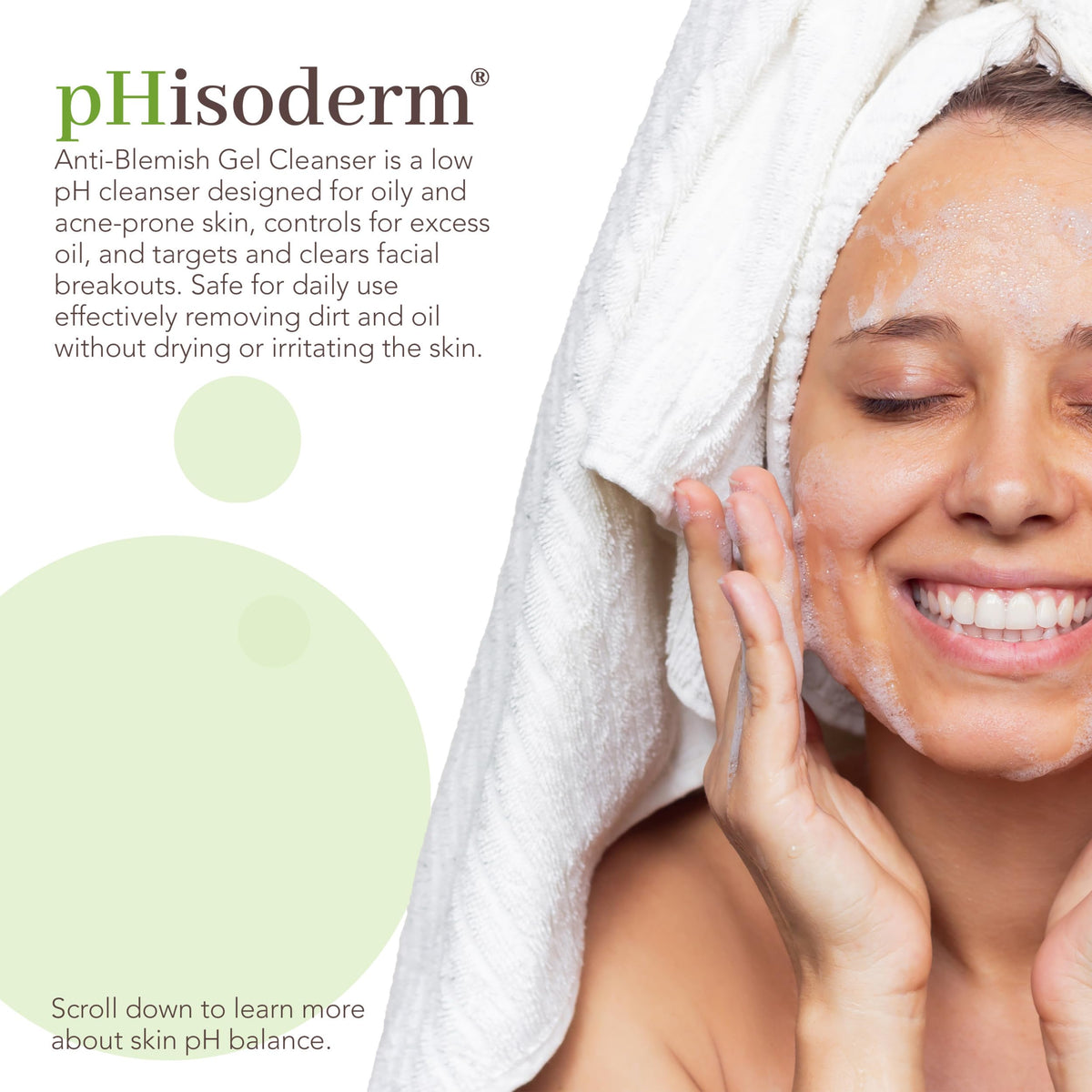 pHisoderm gel texture close-up illustrating lightweight formula and easy lathering benefit