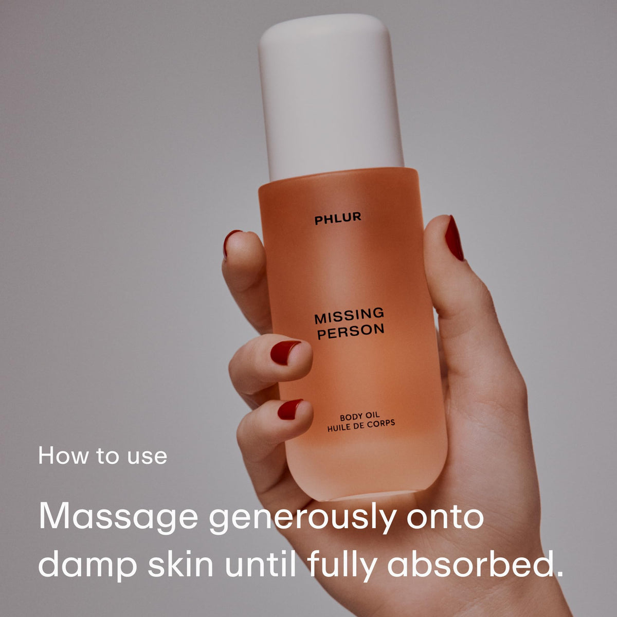 PHLUR applied to damp forearm after shower demonstrating fast absorption