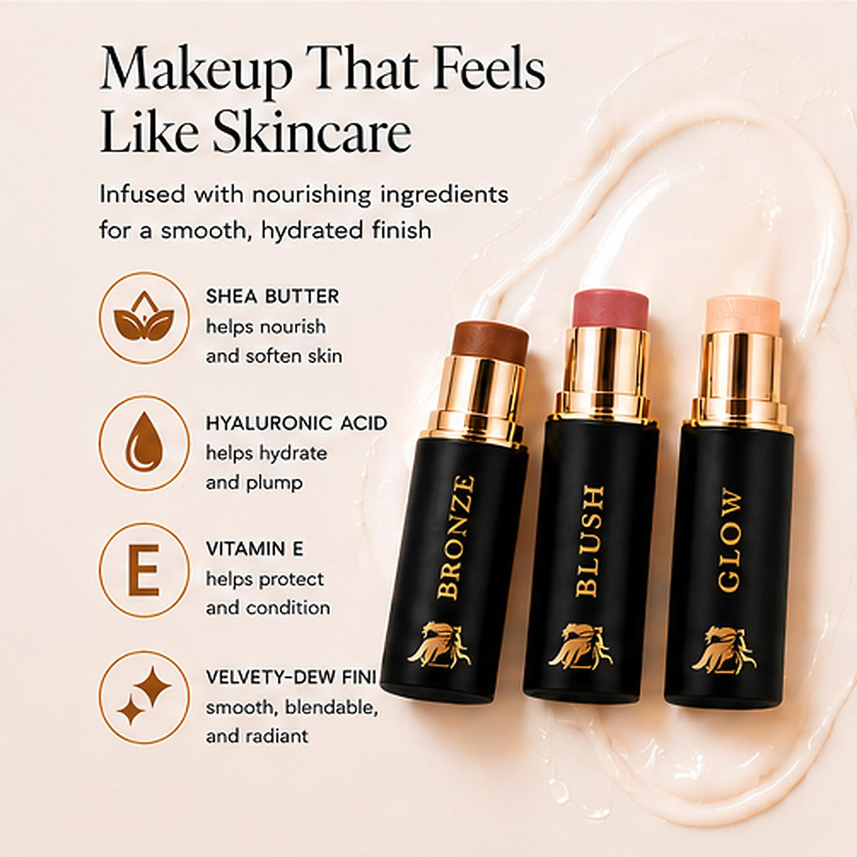 Phoenix Beauty Celestial Glow highlight swipe showing luminous sheen