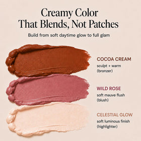 Phoenix Beauty Wild Rose blush texture close-up showing creamy blendability