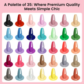 phoenixy 35 gel polish colors lined up showing wide shade selection benefit