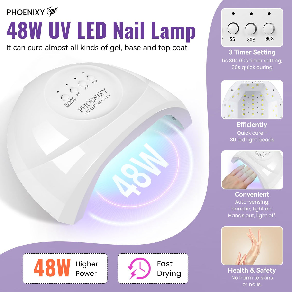 phoenixy 48w lamp in use curing polish fast and ensuring even finish