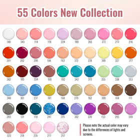 phoenixy 55 nude colors array displayed to show shade variety and styling options