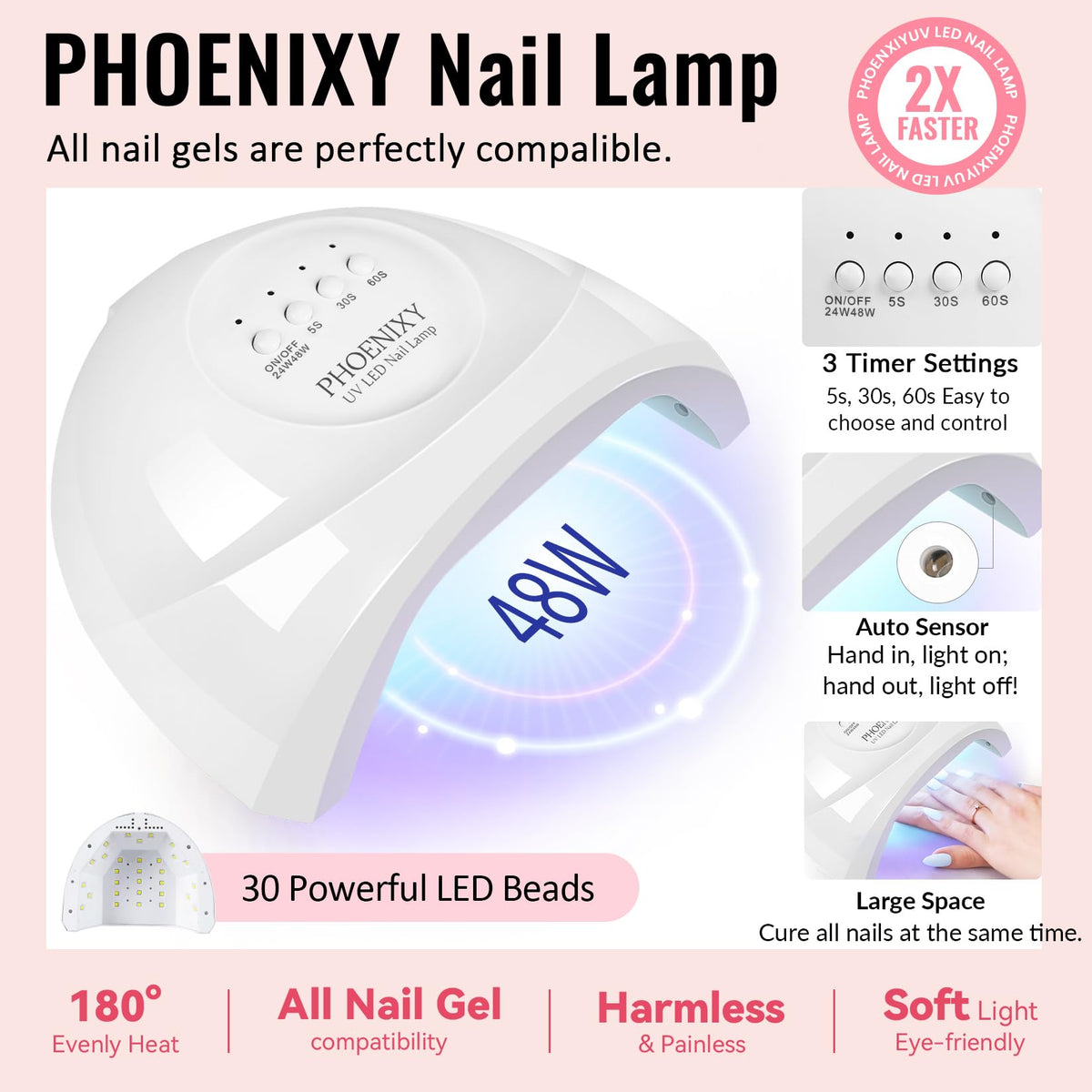 phoenixy color range fan displaying 45 vibrant gel shades for variety