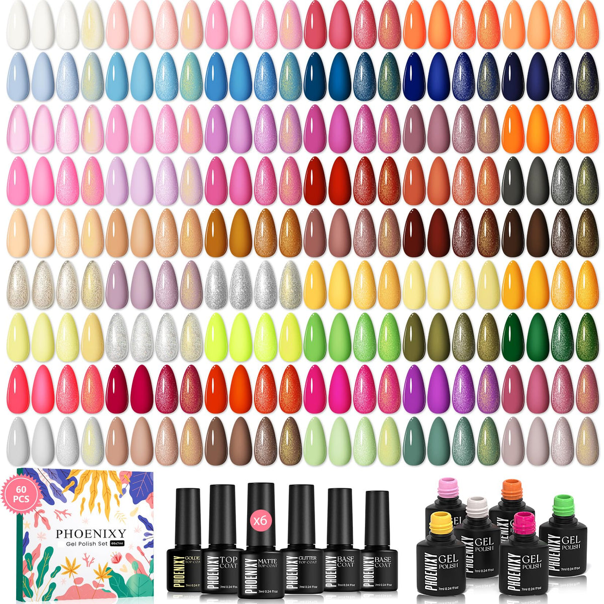 phoenixy front packaging showing full 60-piece kit and organized layout benefit easy storage