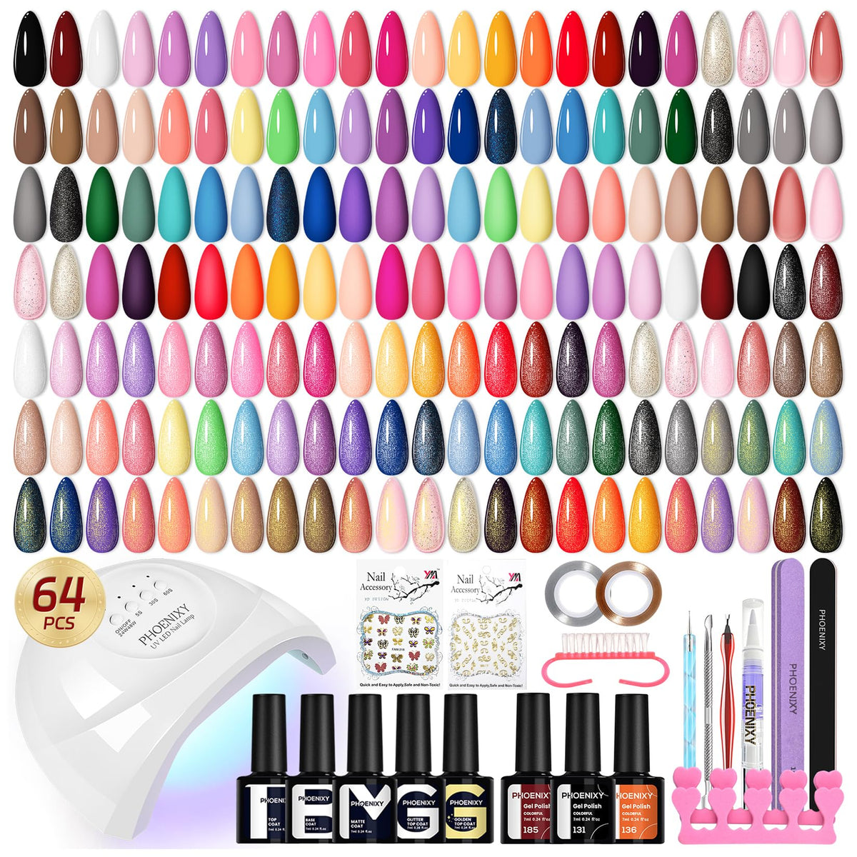phoenixy front packaging showing complete 64-piece kit and benefits