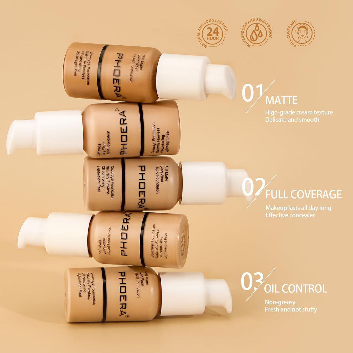 PHOERA bottle inside makeup bag highlighting travel-friendly convenience