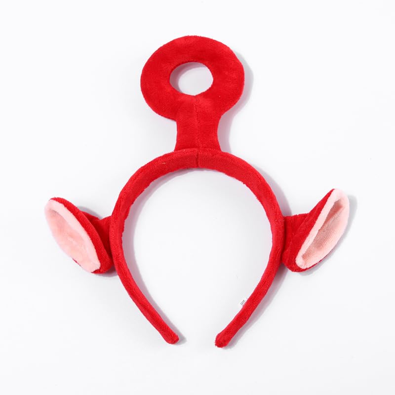 PHQOORYTH front view of red ear headband showing playful silhouette and comfortable fit