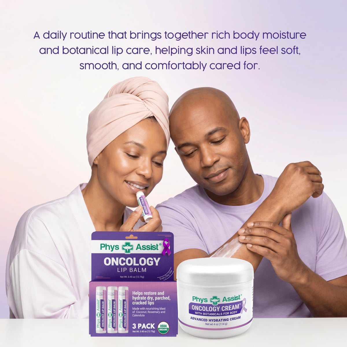 PhysAssist body cream texture close-up demonstrating lightweight absorbent hydration